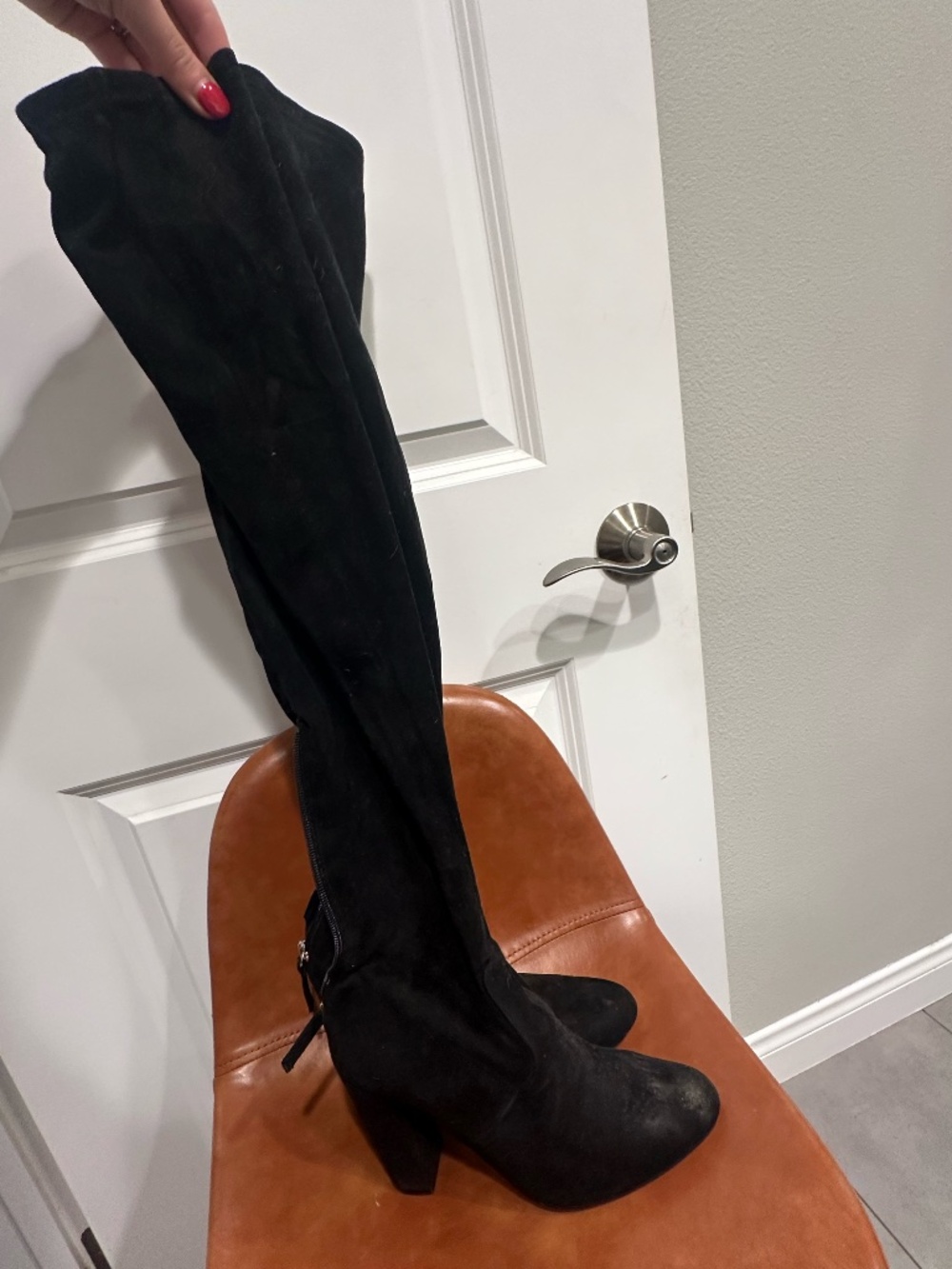Steve Madden Black Velvet Over the Knee Boots